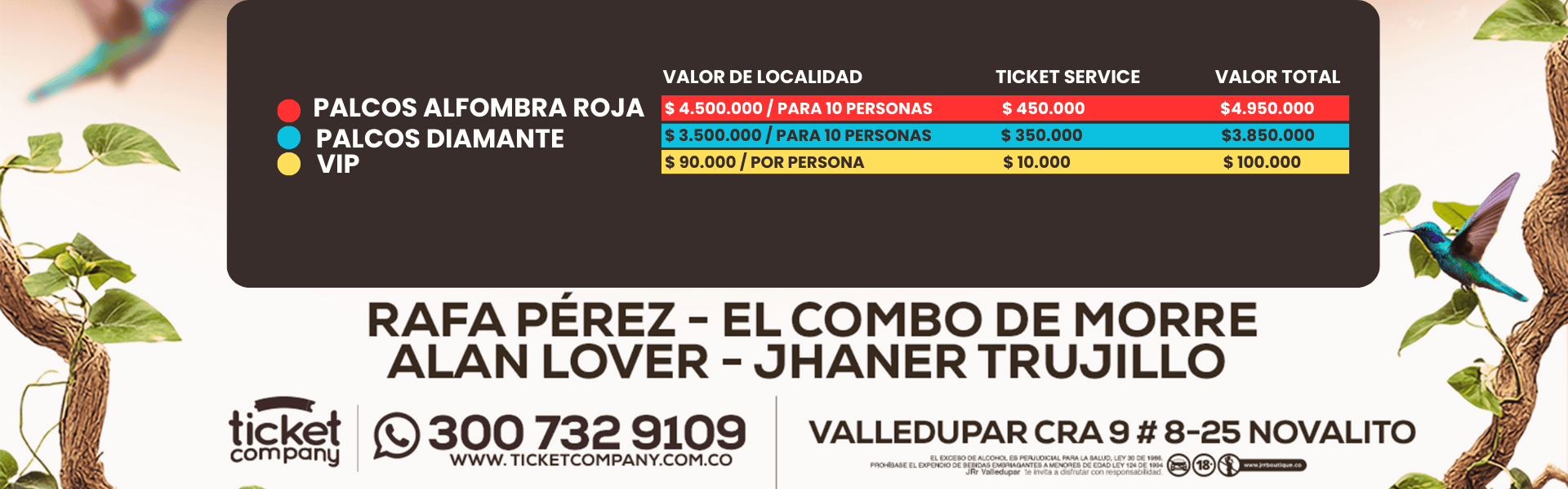 Localidades y precios